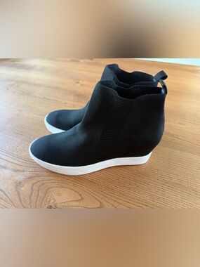 MIA Black Knit Wedge Sneakers with White Sole